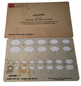 R-122 Berol Rapidesign Template 122 Isometric Hex Heads And Nuts Vtg