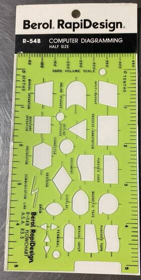R-54b Berol Rapidesign Template - Computer Diagramming 1/2 Size New