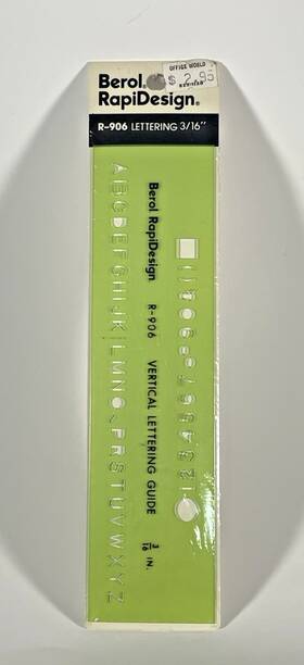 R-906 Berol Rapidesign Lettering Guide 3/16 Inch Vertical Template Vintage Sealed Us