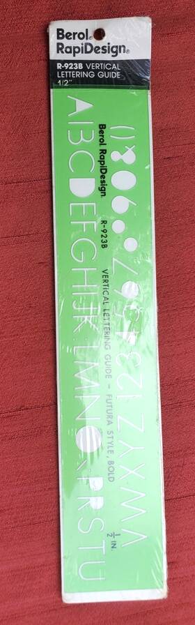 R-923b Berol Rapidesign Vertical Lettering Guide 1/2 Inch New In Packaging