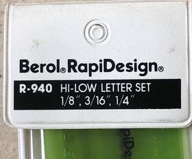 R-940 Berol Rapidesign Hi-low Letter Set 1/8 3/16 1/4 In