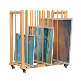 Bwadrl001 Berpet Horizontal Shelving Wooden Art Drying Rack - Lockable Wheels Painting