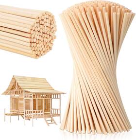 Betterjonny 750319722840 300 Pcs Wooden Dowel Rods 3mm X 30m Round Unfinished Wood Sticks