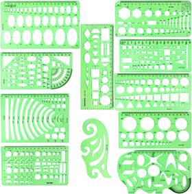 Betybedy 445021240241 11pcs Geometric Drawings Templates Drafting Stencils Measuring Tools