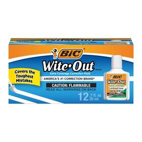 Wofec12w Bic 070330506244 Wite-out Extra Coverage Correction Fluid 0.7 Ounces Bottle White