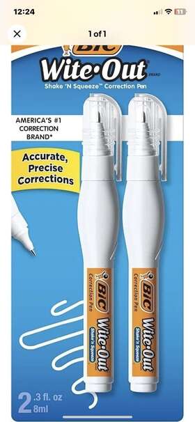 Bic 070330506954 Wite-out Shake Ftn Squeeze Correction Pen 8 Ml White Pack Of 2