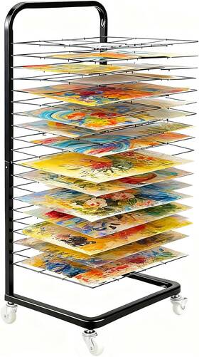 Bielerude 711181138764 Art Drying Rack 18 Removable Shelves For Classroom Metal Sturdy Painting
