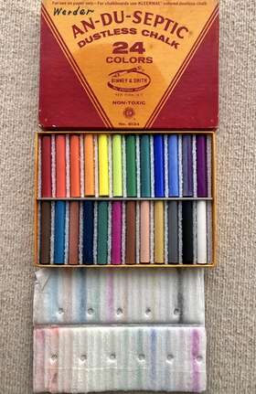 6124 Binney & Smith Vintage And An-du-septic Dustless Chalk 24 Colors #6124