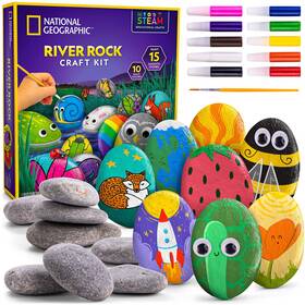 B09yt1n8y4 Blue Marble National Geographic Rock Painting Kit - Arts And Crafts For Kids 15 Rocks