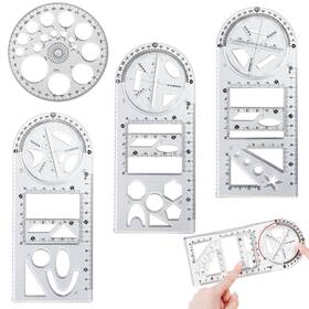 Dgnc-4 Bntyok Multifunctional Geometric Ruler 4 Pieces Drawing Templa