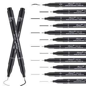 Sku-m9330 Bonace Micro Fineliner Pens Black Drawing Art 12 Archival Pen Waterproo