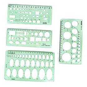 4336946813 Bronagrand 4pcs Plastic Measuring Templates Drafting Drawing Stencils