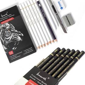 B0dbtxf3lg Brusarth Black And White Charcoal Pencils Set For Drawing Sketching Shading
