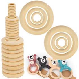 Wcr-001 Bvmgtt Wooden Rings For Crafts - 33pcs 3 Sizes 3cm/5cm/7.5cm Unfinished Natural
