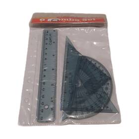 C-thru 088359010598 Kt-1 6 Inch Combo Set Ruler Protractor Triangles Blue Transparent Metric
