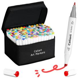 B0cjcb726k Caliart 168 Colors Dual Tip Alcohol Markers With Case - Sketch Art Drawing Illus