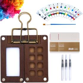 Canhakela 199874263694 Mini Watercolor Set - 4 Brush 2 Sketchbook And Portable Kit For Tra