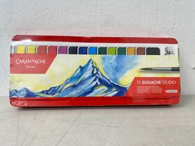 Caran D Ache 744110817850 Dft Gouache Studio 15 Assorted Colors Set In Metal Tin - New