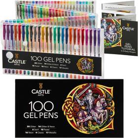 B076jjjwn1 Castle Art Supplies 100 Gel Pens For Adult Coloring Set Drawing Scrapbooks J