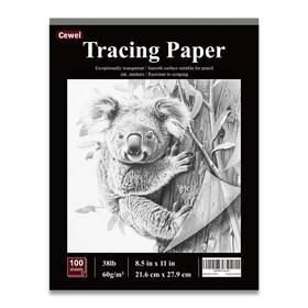 Cw-6018 Cewei Tracing Paper For Drawing 8.5 Inch X11 Trace 100 Sheets 38 Lb/ 60 Gsm