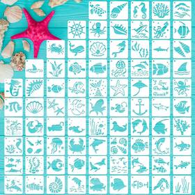 Ch Haicheng 2ycmb03 80 Pcs Ocean Animal Painting Stencils Reusable Sea For On W