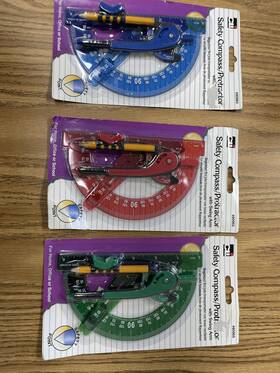 Chl80965st Charles Leonard Inc. Safety Compass And Swing Arm Protractor Colors Green Blue Red