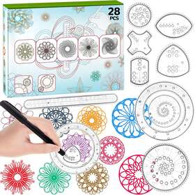 Chivao 445039834845 Spiral Art Clear Gear Geometric Ruler 28 Pcs Circle Template For Drawing