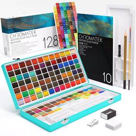 Cmtk-wcpa128 Chromatek Watercolor Paint Set 128 Vibrant Colors For Artists And Beginner