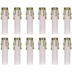 Ciata 659355264799 - 12 Pack 4 Inch White Plastic With Gold Drip Candle Covers 13/1