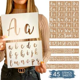 B08vf9wz5v Citrusy Boutique Calligraphy Stencil Template Kit - 45 Reusable Pieces Lettering Upper
