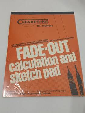 1000hp-4 Clearprint Fade-out Calculation And Sketch Pad 50 Sheets 8.5 Inch X 11 New