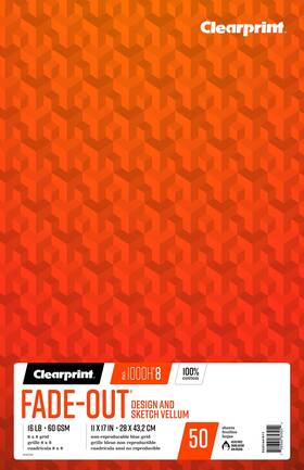 Cpcvb8511g2 Clearprint 11 Inch X 17 1000h 100% Cotton Design Vellum Pad With 8x8 Fade-out Gr