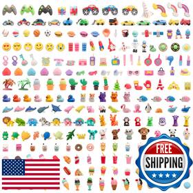B0fb9cxtps Clock King 240pcs 3d Cute Kids Erasers Random Desktop Pet Toys Gifts Classroom