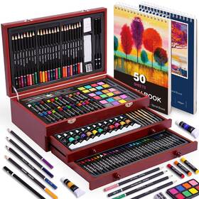 Color More 741960994670 175 Piece Deluxe Art Set With 2 Drawing Pads Acrylic Paints Cray