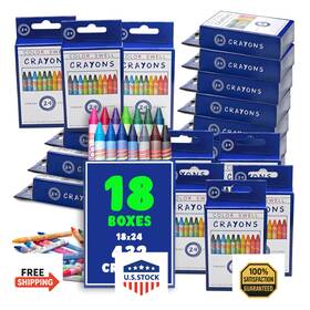 B081tdlf4f Color Swell Bulk Crayon Pack - 18 Boxes Of 24 Vibrant Colored Crayons Teacher