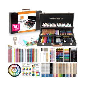 Colour Block 856299008049 181 Pc Mixed Media Art Set In Exquisite Wooden Case - Acrylic And