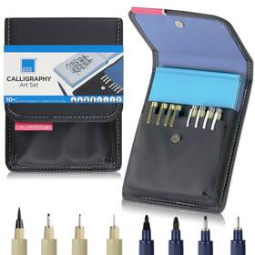Cb02a1-10 Colour Block 10pc Calligraphy Set - Sketchbook Pu Pen Case Fineliner Hand