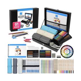 Cb02a1-91 Colour Block 91-piece Sketching And Drawing Art Set With Colored Metallic Cha