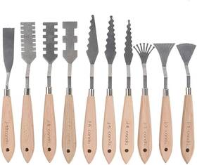 Conda-a168254 Conda Palette Knife Set -10pcs Stainless Steel Spatula Pallet Wood Color