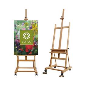 Easel001 Conda Large H-frame Easel With Wheels Premium Beech Wood Artist Adjus