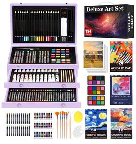 As175 Cool Bank 194 Piece Deluxe Art Set Painting Drawing Supplies With 4 Pads