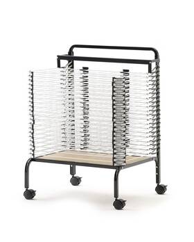 Copernicus Educational Products 664678000771 Wide 20-shelf Spring-loaded Rolling Art Drying Rack For Classrooms