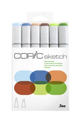 B00ahj225u Copic Sketch Alcohol Markers 6-color Earth Set - Dual Tip Blendable Art