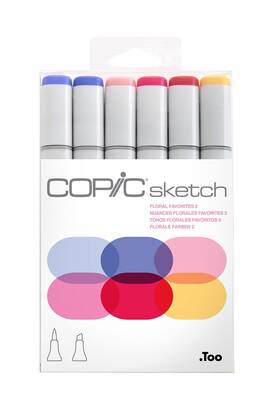 B00ahj2598 Copic Sketch Alcohol Markers 6-color Dual Tip Art Set - Blendable Brush