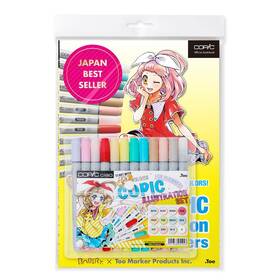 B07sjgt32r Copic Ciao Illustration Book Bundle Set Alcohol-based Markers 12 Pcs With An