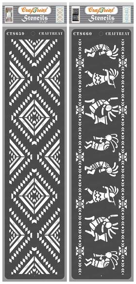Cts659ncts660 Craftreat Reusable Border Stencils For Painting On Wood - Aztec Ii And