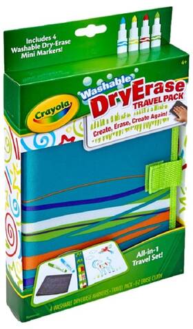 988670 Crayola Washable Dry Erase Travel Pack With Markers And Cloth
