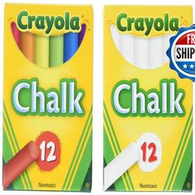 B0042y450q Crayola Non-toxic White Chalk12 Ct Boxand Colored Bundle 51-0320/cpk1