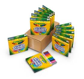 B00y4qbk46 Crayola Ultra Clean Washable Broad Line Markers 12 Boxes 10 Colors Classroom
