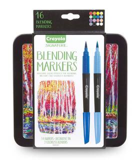 B07932p51v Crayola Blending Marker Kit With Decorative Case 14 Vibrant Colors And 2 Colorles